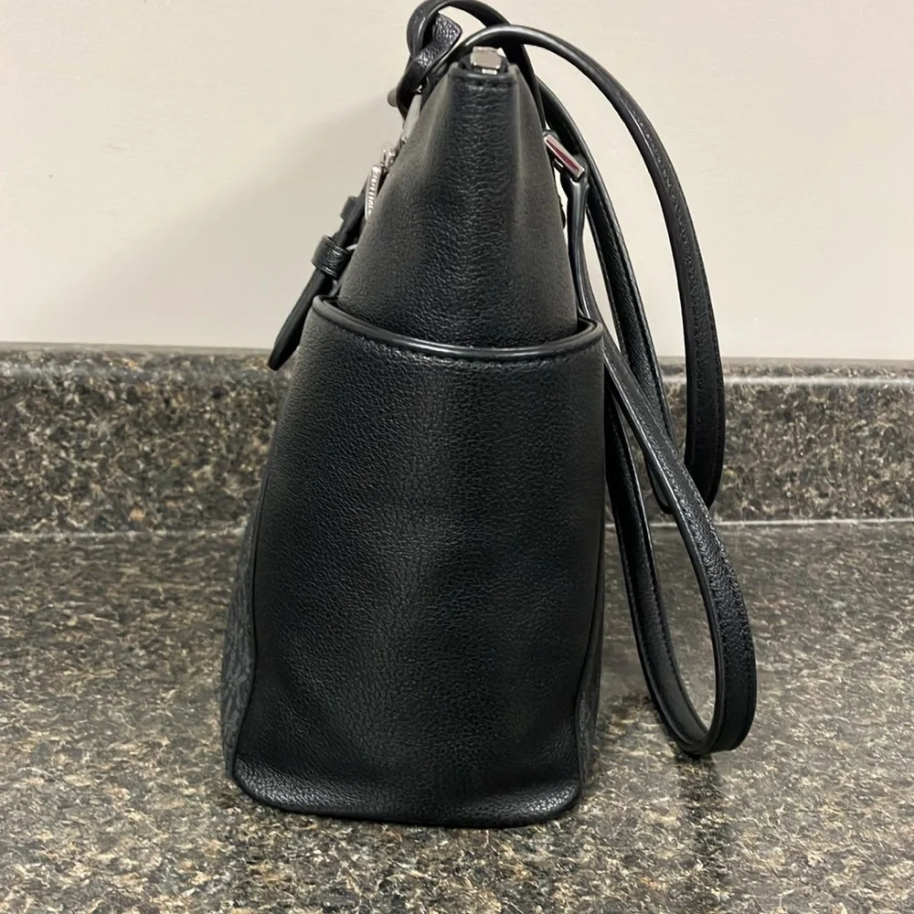 Michael Kors charlotte large tote black signature bag purse - Picture 7 of 16